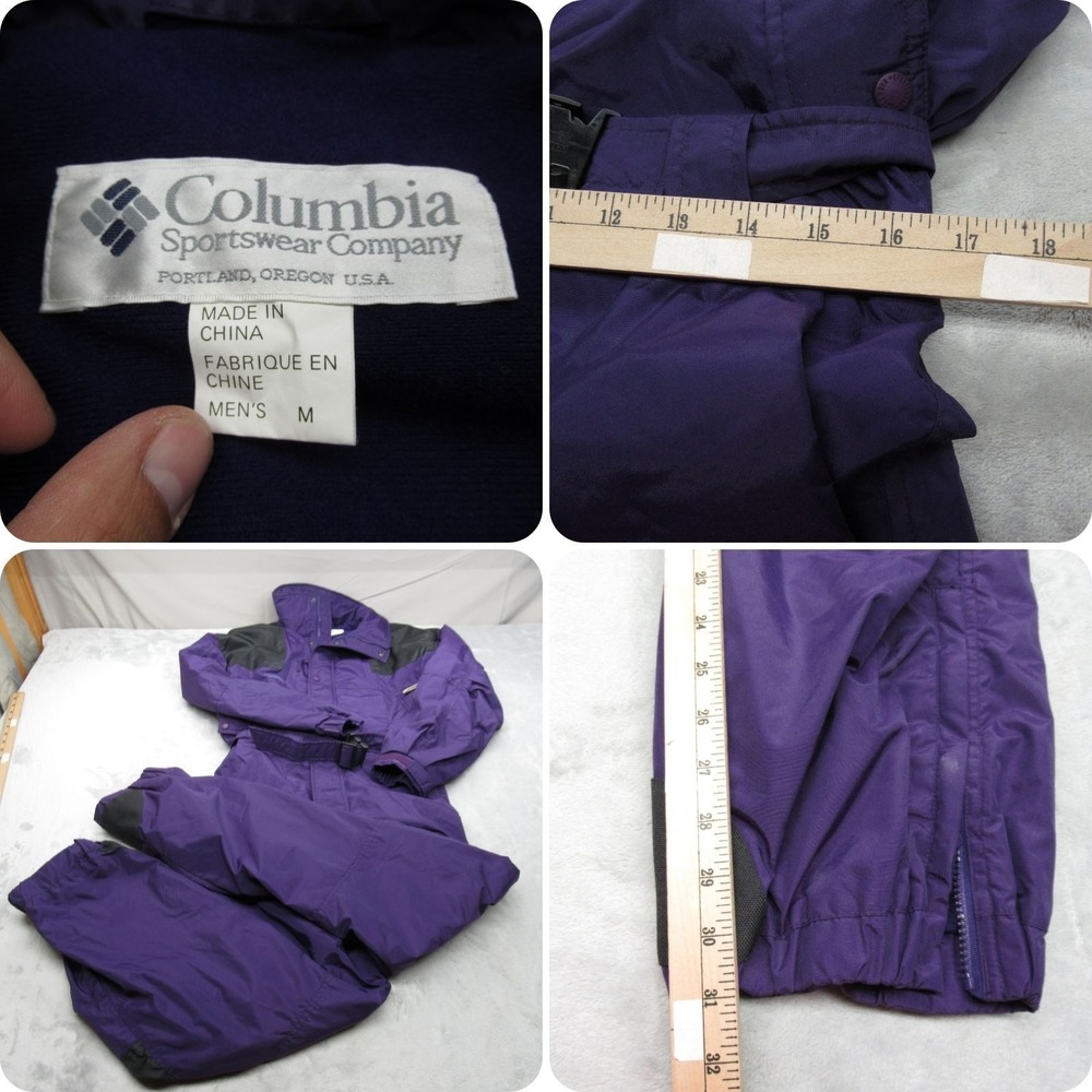 Columbia Snow Suit Men Medium‎ Purple Water Resistant Snowmobile  VTG 90s 33x31